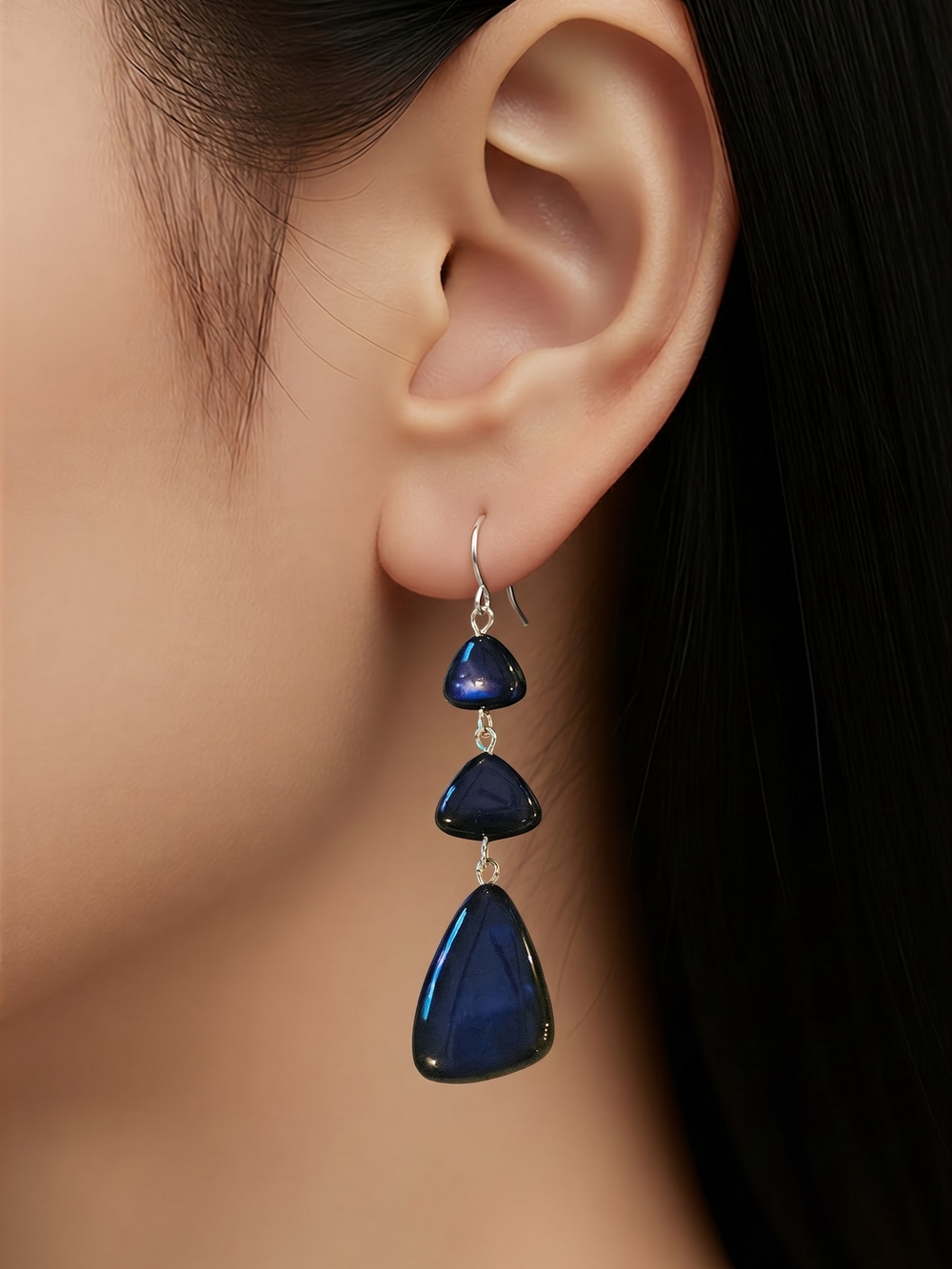 Ashley Stewart Deep Blue Teardrop Earrings NWT